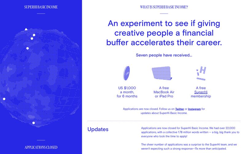 SuperHi Basic Income — estilo honetako gune baten aurrebista