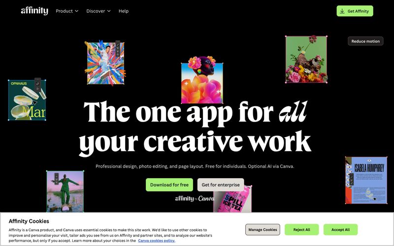 Affinity — eine Vorschau einer Website in diesem Stil
