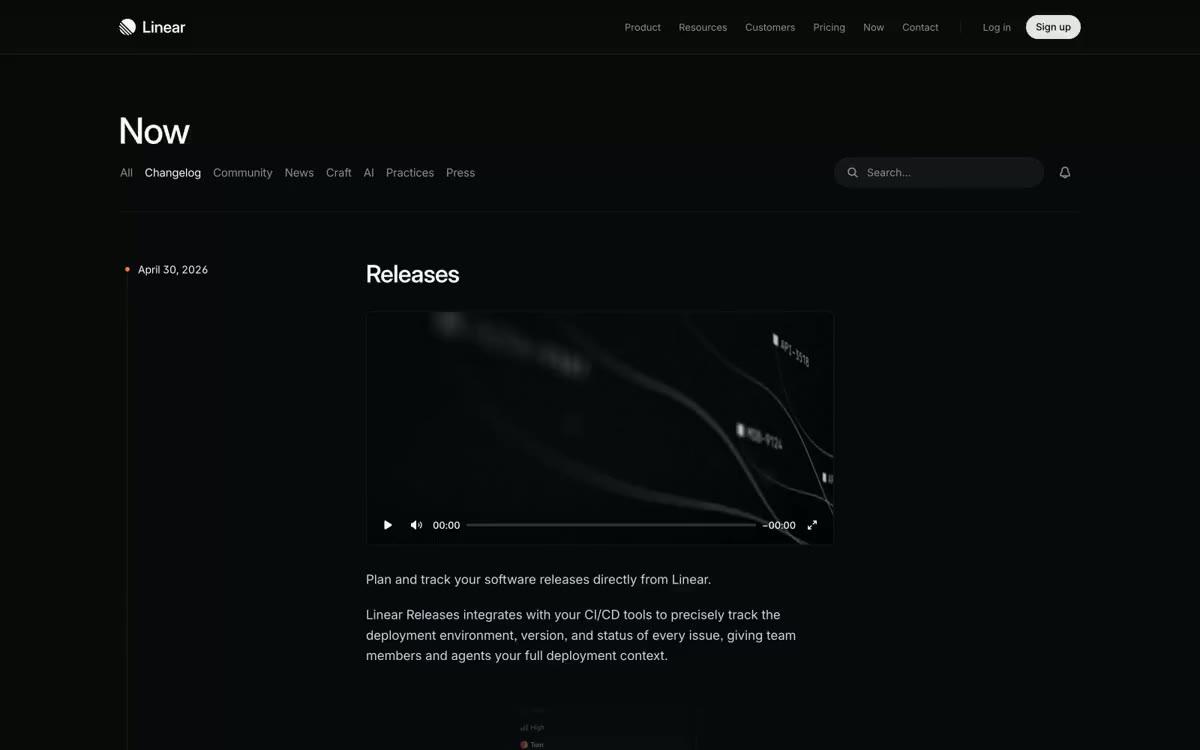 Changelog — eine Vorschau einer Website in diesem Stil