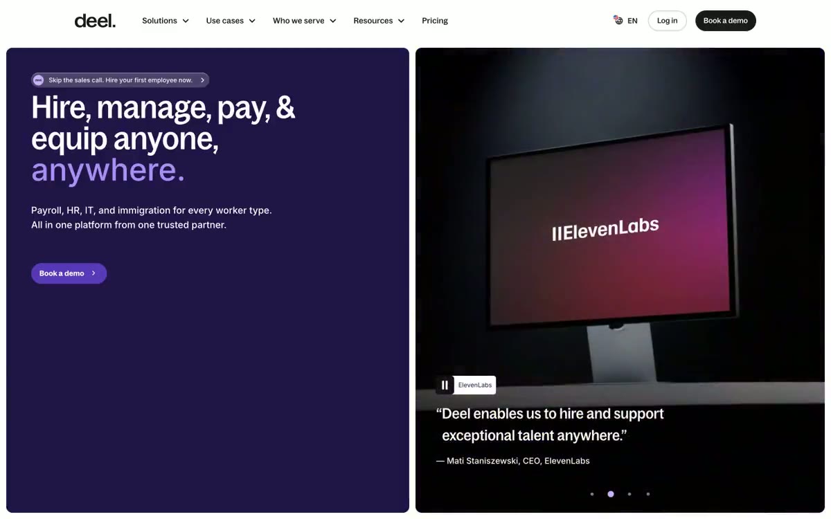 Deel — eine Vorschau einer Website in diesem Stil