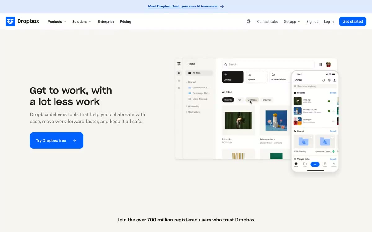 Dropbox – svetainės peržiūra šiuo stiliumi