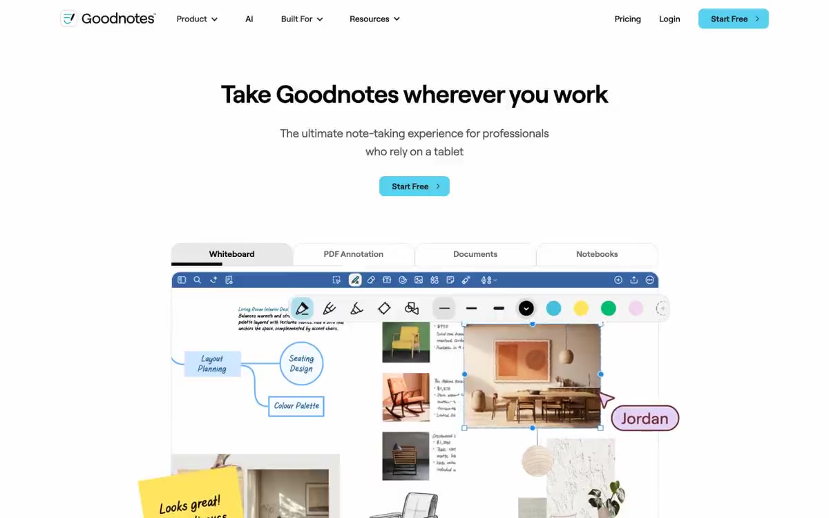 Goodnotes — eine Vorschau einer Website in diesem Stil