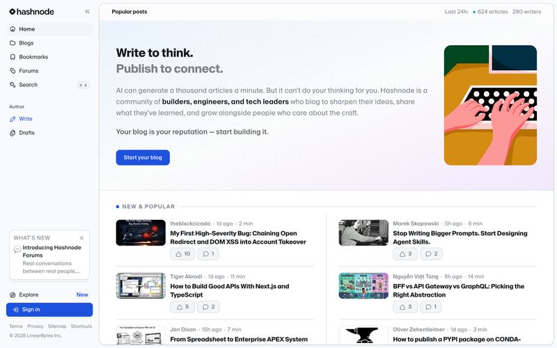 Hashnode — eine Vorschau einer Website in diesem Stil