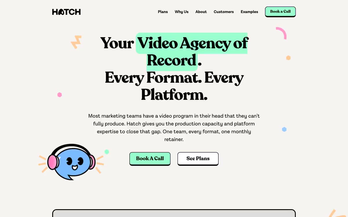 Hatch — eine Vorschau einer Website in diesem Stil