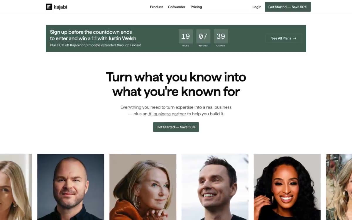 Kajabi — eine Vorschau einer Website in diesem Stil