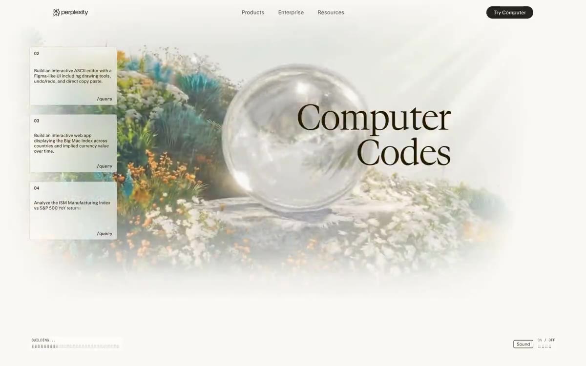Perplexity AI — eine Vorschau einer Website in diesem Stil