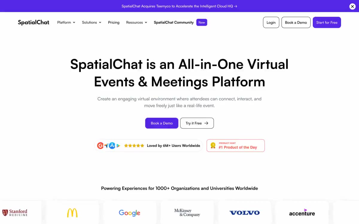 SpatialChat — una vista prèvia d'un lloc web amb aquest estil