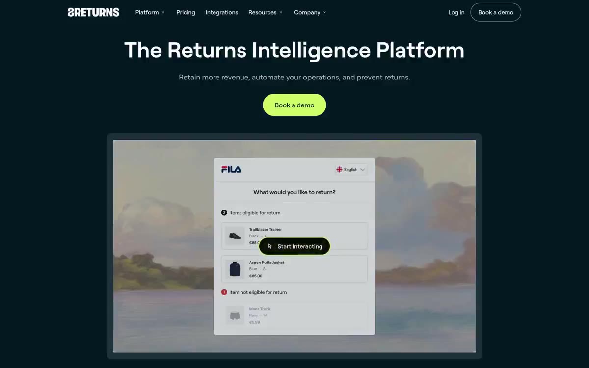 8returns — eine Vorschau einer Website in diesem Stil