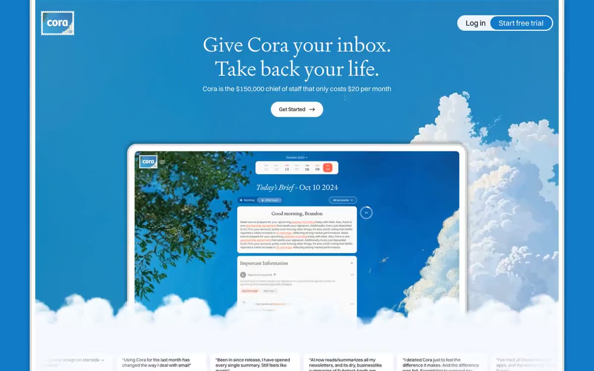 Cora — eine Vorschau einer Website in diesem Stil