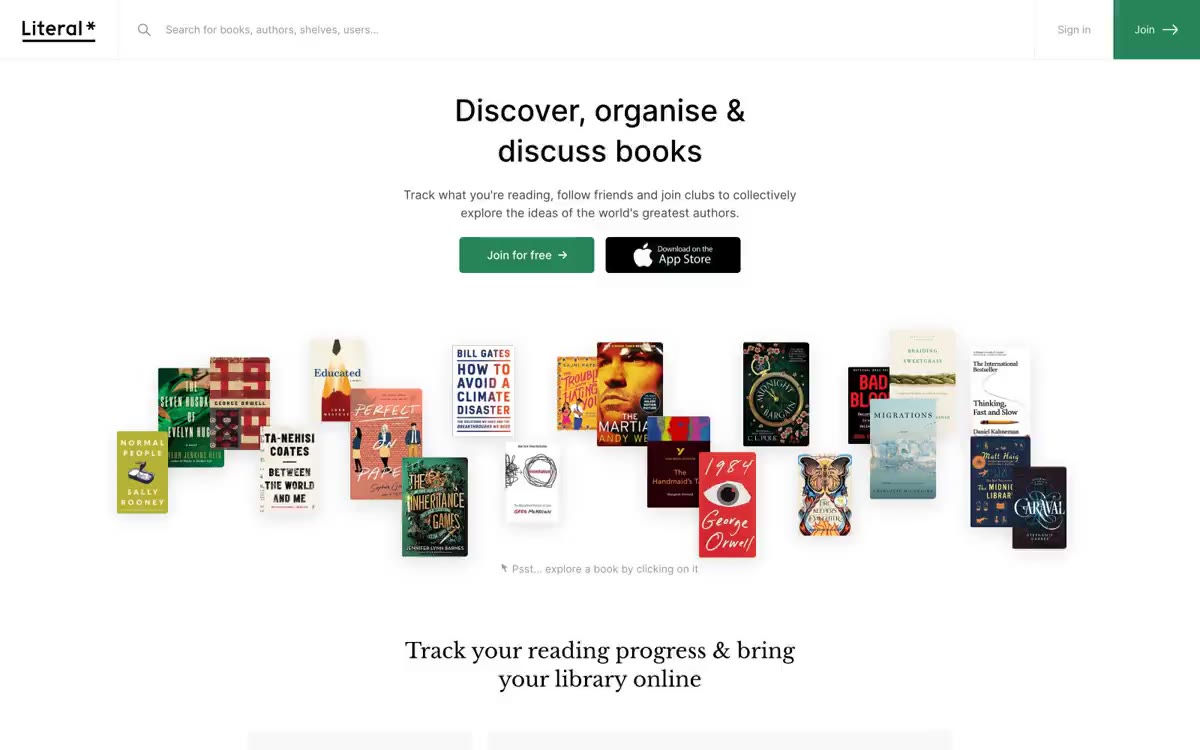 Literal — eine Vorschau einer Website in diesem Stil