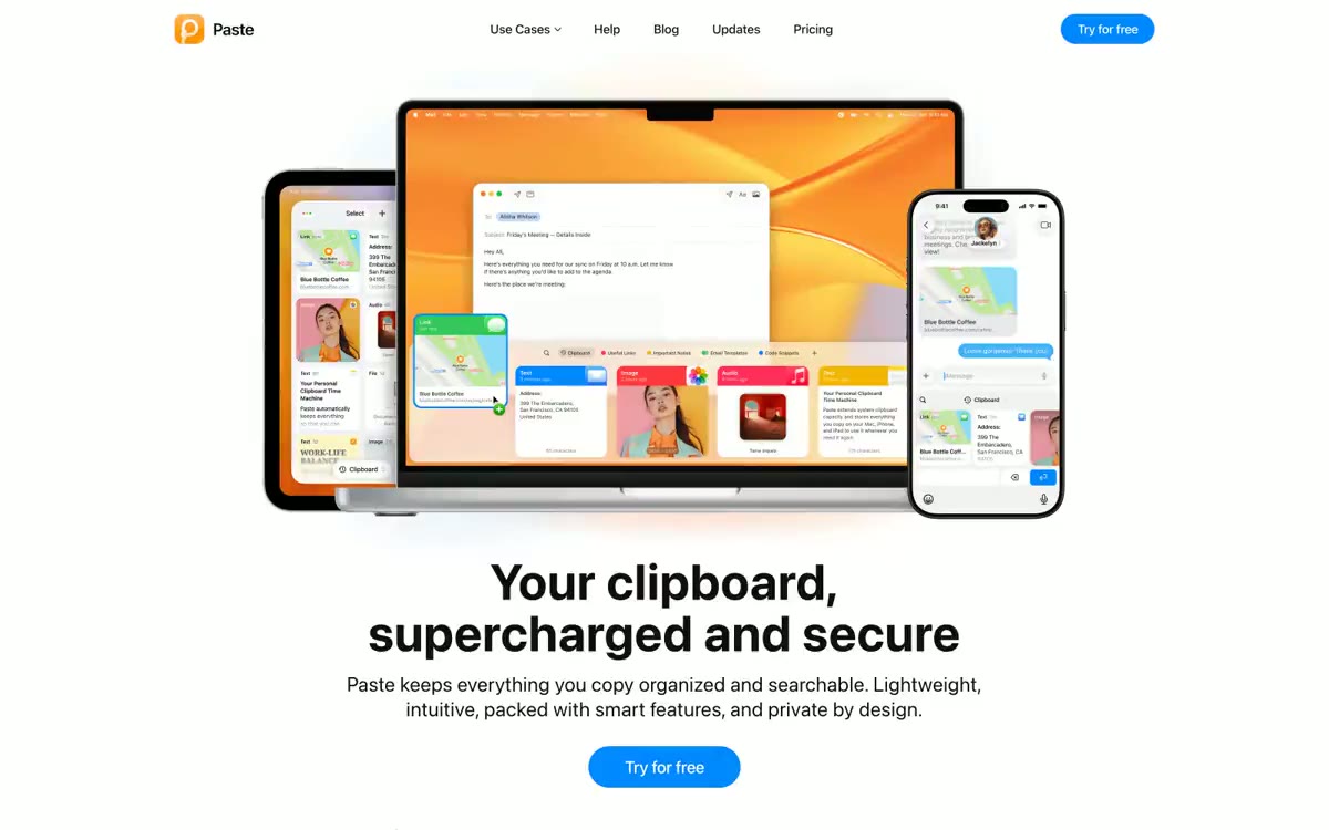 Paste — eine Vorschau einer Website in diesem Stil