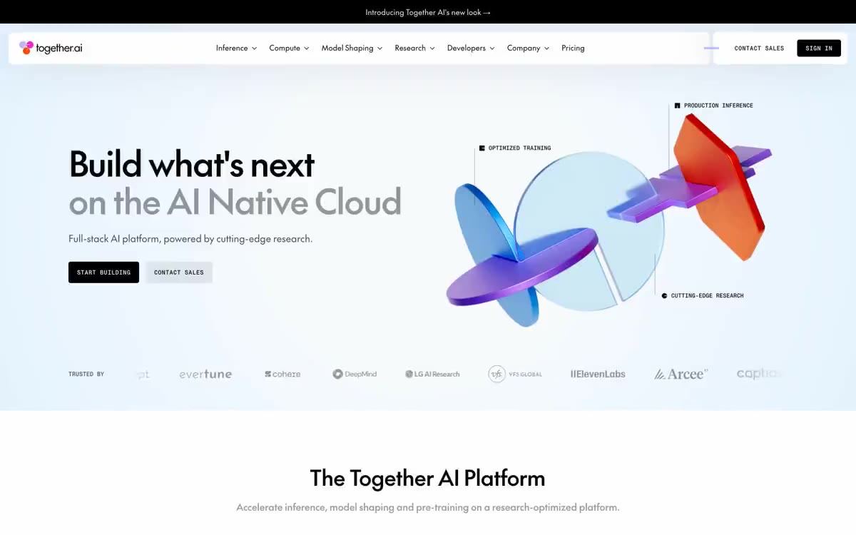 Together AI — eine Vorschau einer Website in diesem Stil