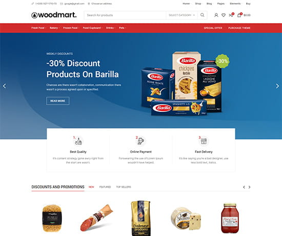 demo grocery Разработка интернет магазина. Товары, акции, доставка, отзывы, контакты.